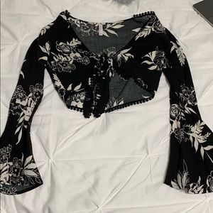 Black Crop Top with tied front